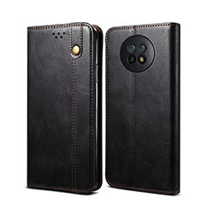 Leather Case Stands Flip Cover Holder B01S for Xiaomi Redmi Note 9 5G Black