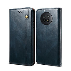 Leather Case Stands Flip Cover Holder B01S for Xiaomi Redmi Note 9 5G Blue