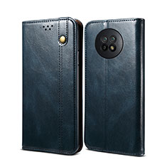 Leather Case Stands Flip Cover Holder B01S for Xiaomi Redmi Note 9T 5G Blue