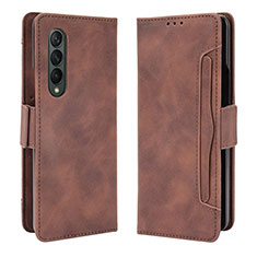 Leather Case Stands Flip Cover Holder B01Y for Samsung Galaxy Z Fold3 5G Brown