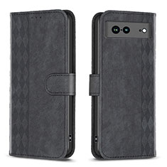Leather Case Stands Flip Cover Holder B02F for Google Pixel 7a 5G Black