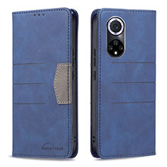 Leather Case Stands Flip Cover Holder B02F for Huawei Honor 50 5G Blue