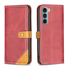 Leather Case Stands Flip Cover Holder B02F for Motorola Moto Edge S30 5G Red