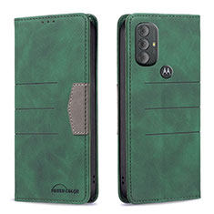 Leather Case Stands Flip Cover Holder B02F for Motorola Moto G Play (2023) Green