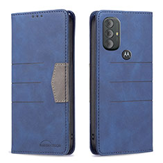 Leather Case Stands Flip Cover Holder B02F for Motorola Moto G Play Gen 2 Blue