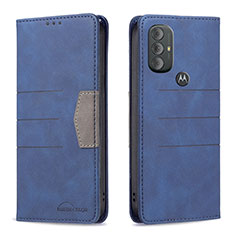 Leather Case Stands Flip Cover Holder B02F for Motorola Moto G Power (2022) Blue