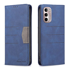 Leather Case Stands Flip Cover Holder B02F for Motorola Moto G Stylus (2022) 4G Blue