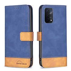 Leather Case Stands Flip Cover Holder B02F for OnePlus Nord N200 5G Blue