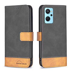 Leather Case Stands Flip Cover Holder B02F for Oppo K10 4G Black