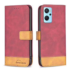 Leather Case Stands Flip Cover Holder B02F for Oppo K10 4G Red