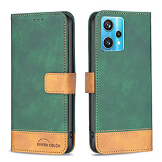 Leather Case Stands Flip Cover Holder B02F for Realme 9 4G Green