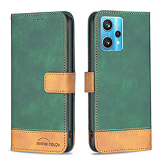 Leather Case Stands Flip Cover Holder B02F for Realme 9 Pro+ Plus 5G Green