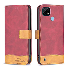 Leather Case Stands Flip Cover Holder B02F for Realme C21 Red