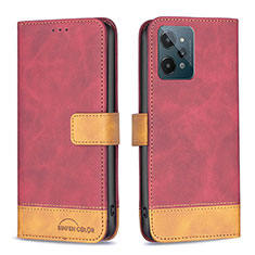 Leather Case Stands Flip Cover Holder B02F for Realme C31 Red