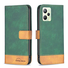 Leather Case Stands Flip Cover Holder B02F for Realme C35 Green