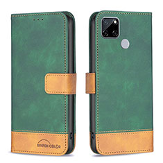 Leather Case Stands Flip Cover Holder B02F for Realme Narzo 20 Green