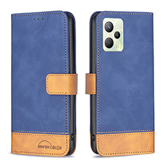 Leather Case Stands Flip Cover Holder B02F for Realme Narzo 50A Prime Blue