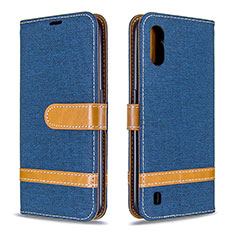 Leather Case Stands Flip Cover Holder B02F for Samsung Galaxy A01 SM-A015 Navy Blue