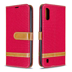 Leather Case Stands Flip Cover Holder B02F for Samsung Galaxy A01 SM-A015 Red