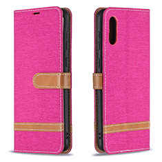 Leather Case Stands Flip Cover Holder B02F for Samsung Galaxy A02 Hot Pink