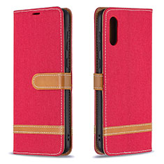 Leather Case Stands Flip Cover Holder B02F for Samsung Galaxy A02 Red