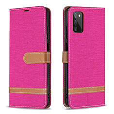 Leather Case Stands Flip Cover Holder B02F for Samsung Galaxy A02s Hot Pink