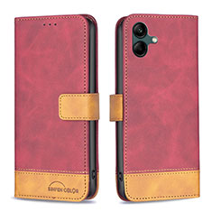 Leather Case Stands Flip Cover Holder B02F for Samsung Galaxy A05 Red