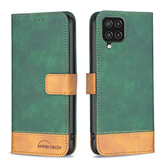 Leather Case Stands Flip Cover Holder B02F for Samsung Galaxy A12 Nacho Green