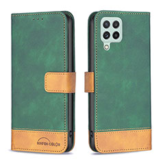 Leather Case Stands Flip Cover Holder B02F for Samsung Galaxy A22 4G Green