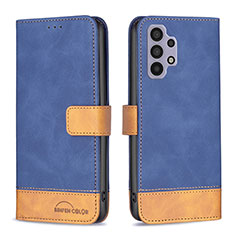 Leather Case Stands Flip Cover Holder B02F for Samsung Galaxy A32 4G Blue