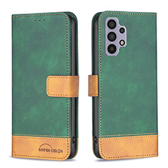 Leather Case Stands Flip Cover Holder B02F for Samsung Galaxy A32 4G Green