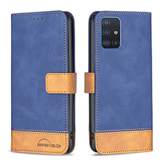 Leather Case Stands Flip Cover Holder B02F for Samsung Galaxy A51 5G Blue