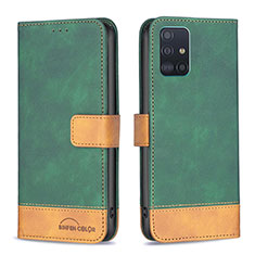 Leather Case Stands Flip Cover Holder B02F for Samsung Galaxy A51 5G Green