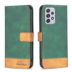 Leather Case Stands Flip Cover Holder B02F for Samsung Galaxy A52 4G Green