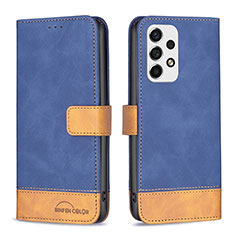 Leather Case Stands Flip Cover Holder B02F for Samsung Galaxy A53 5G Blue