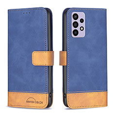 Leather Case Stands Flip Cover Holder B02F for Samsung Galaxy A72 4G Blue