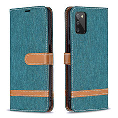 Leather Case Stands Flip Cover Holder B02F for Samsung Galaxy F02S SM-E025F Green