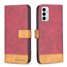 Leather Case Stands Flip Cover Holder B02F for Samsung Galaxy F23 5G Red