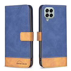 Leather Case Stands Flip Cover Holder B02F for Samsung Galaxy M33 5G Blue