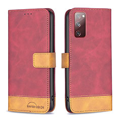 Leather Case Stands Flip Cover Holder B02F for Samsung Galaxy S20 FE 4G Red