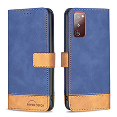 Leather Case Stands Flip Cover Holder B02F for Samsung Galaxy S20 Lite 5G Blue