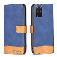 Leather Case Stands Flip Cover Holder B02F for Samsung Galaxy S20 Plus 5G Blue