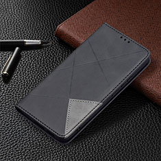 Leather Case Stands Flip Cover Holder B02F for Samsung Galaxy S21 5G Black