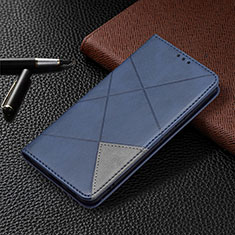 Leather Case Stands Flip Cover Holder B02F for Samsung Galaxy S24 Plus 5G Blue