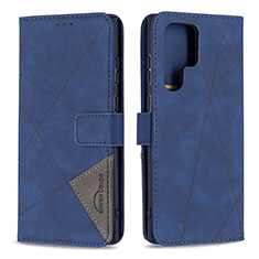 Leather Case Stands Flip Cover Holder B02F for Samsung Galaxy S25 Ultra 5G Blue