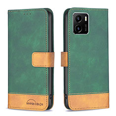 Leather Case Stands Flip Cover Holder B02F for Vivo Y01 Green