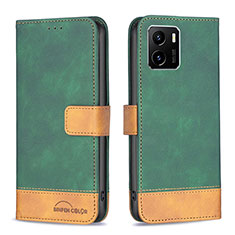 Leather Case Stands Flip Cover Holder B02F for Vivo Y32t Green