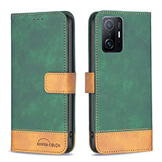 Leather Case Stands Flip Cover Holder B02F for Xiaomi Mi 11T Pro 5G Green