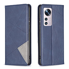 Leather Case Stands Flip Cover Holder B02F for Xiaomi Mi 12S 5G Blue