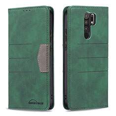 Leather Case Stands Flip Cover Holder B02F for Xiaomi Poco M2 Green